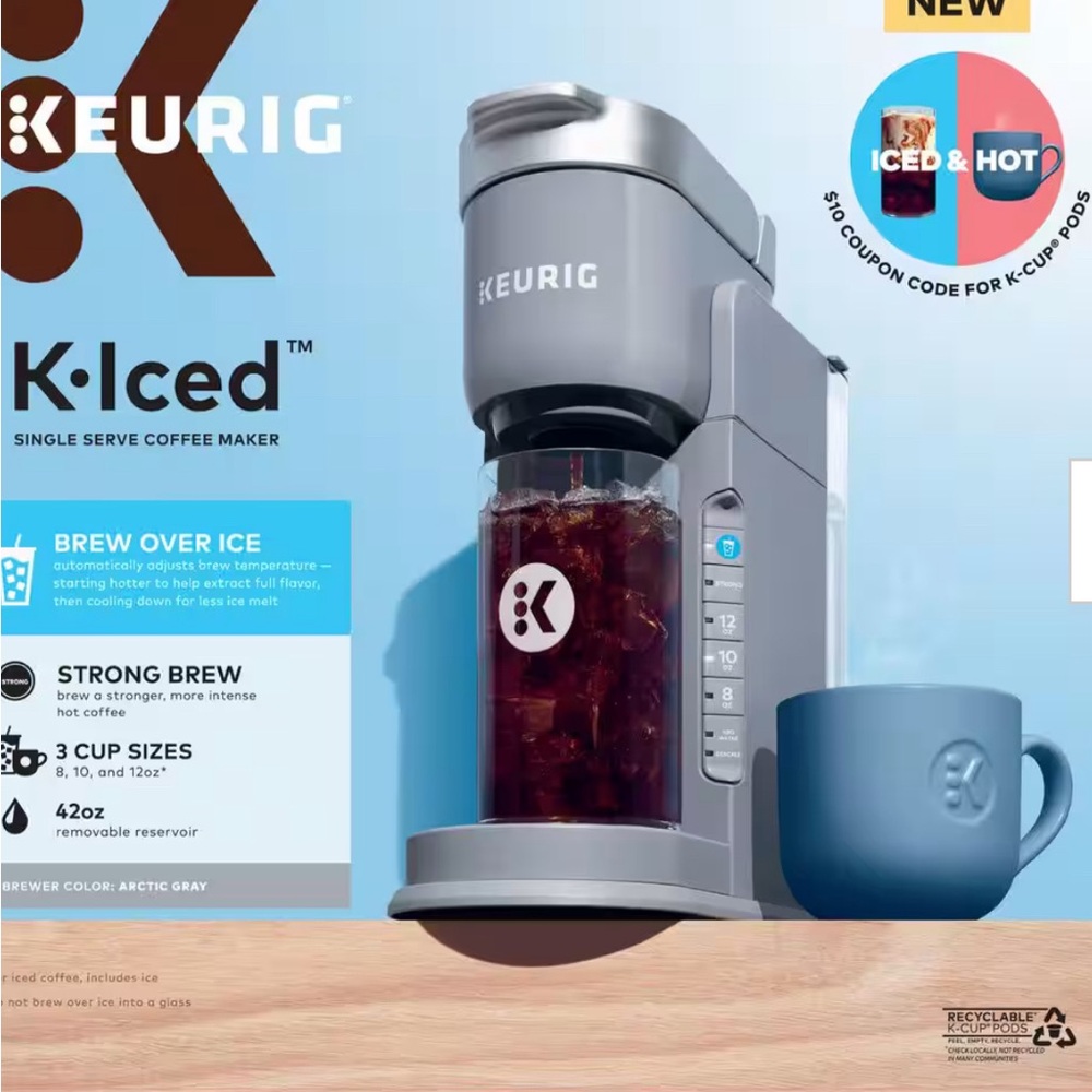 Keurig
Iced Gray Single Serve One Cup Coffee Maker with Iced Button